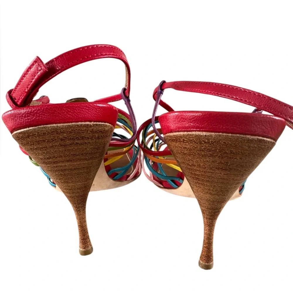 RARE Prada Rainbow Strappy Heels Sandals Vintage - Picture 4 of 8